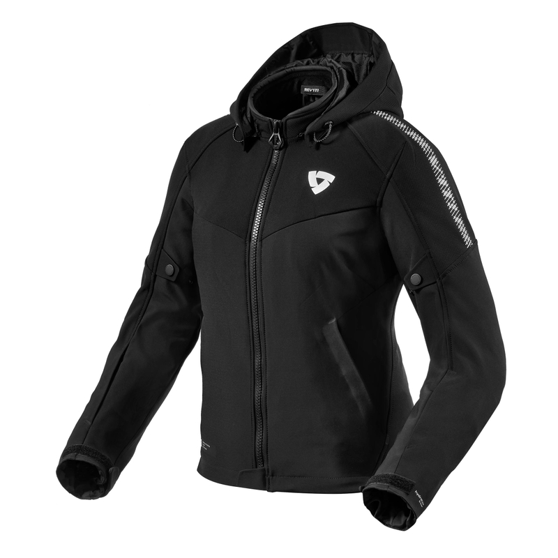 Chaqueta de moto para mujer Revit Proxy H2O Black and White liquidación