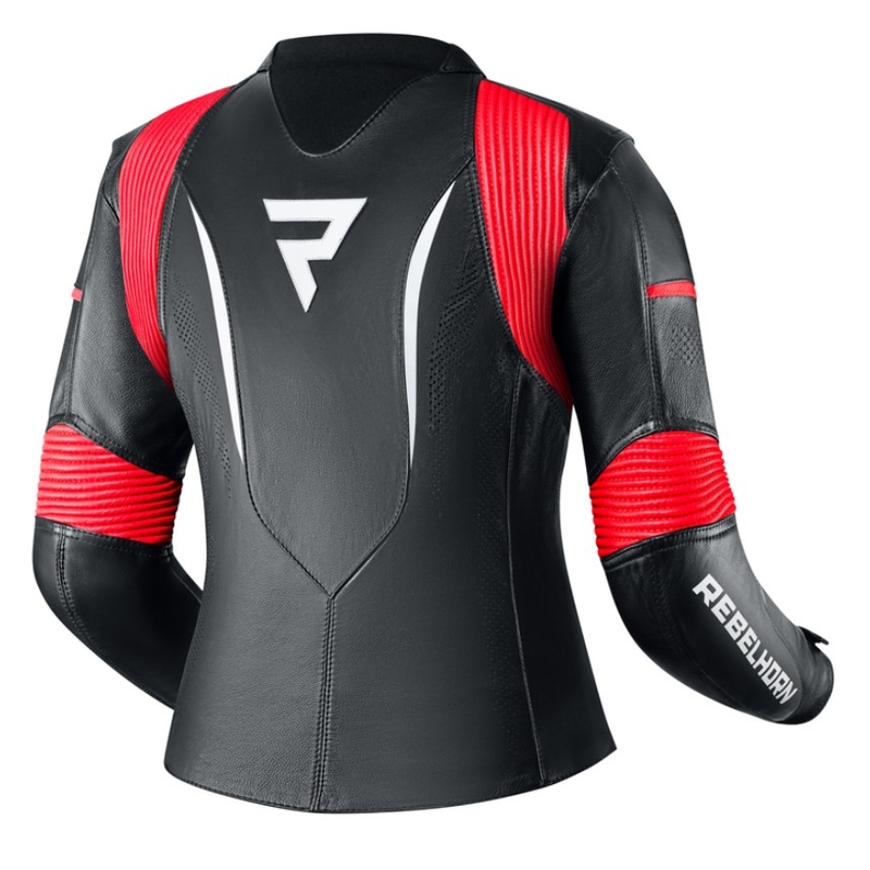 Chaqueta de moto para mujer Rebelhorn Rebel Black-White-Fluo Red