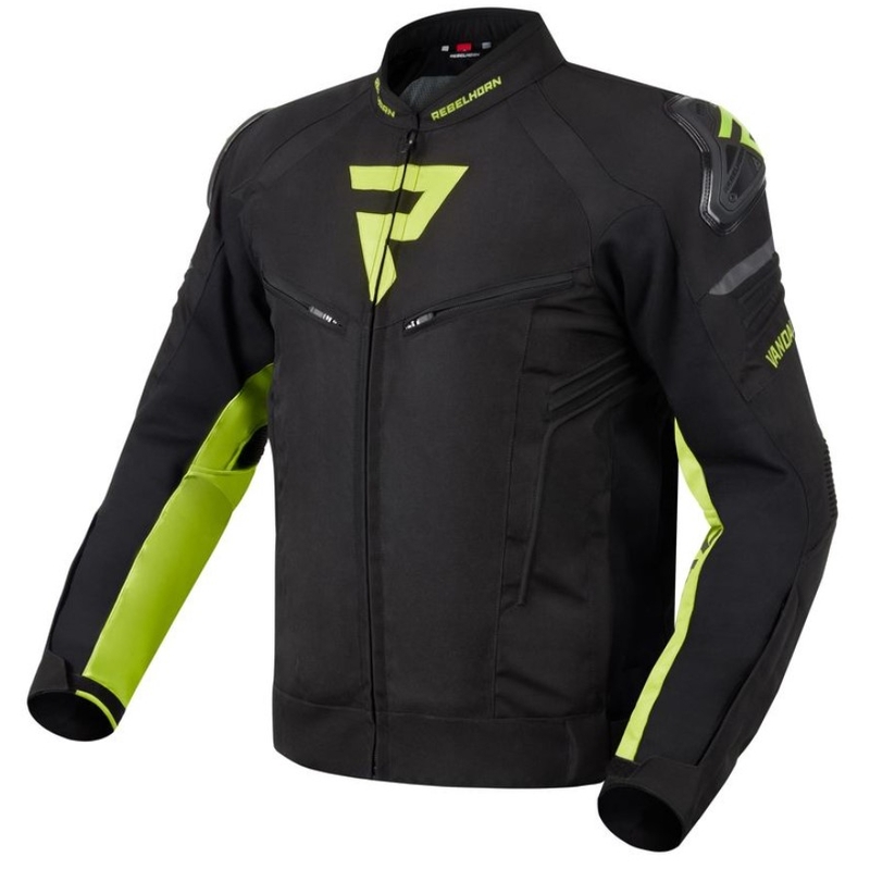 Chaqueta de moto Rebelhorn Vandal negro-amarillo fluo liquidación