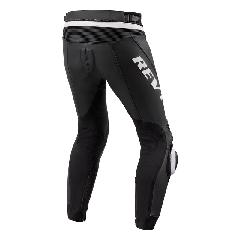 Pantalón de moto Revit Apex blanco y negro extendido