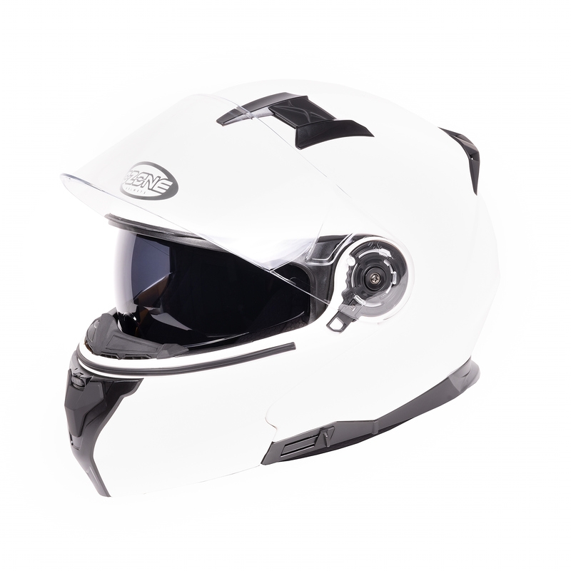 Ozone Flip Up Casco Moto Tormenta Blanco Brillo liquidación