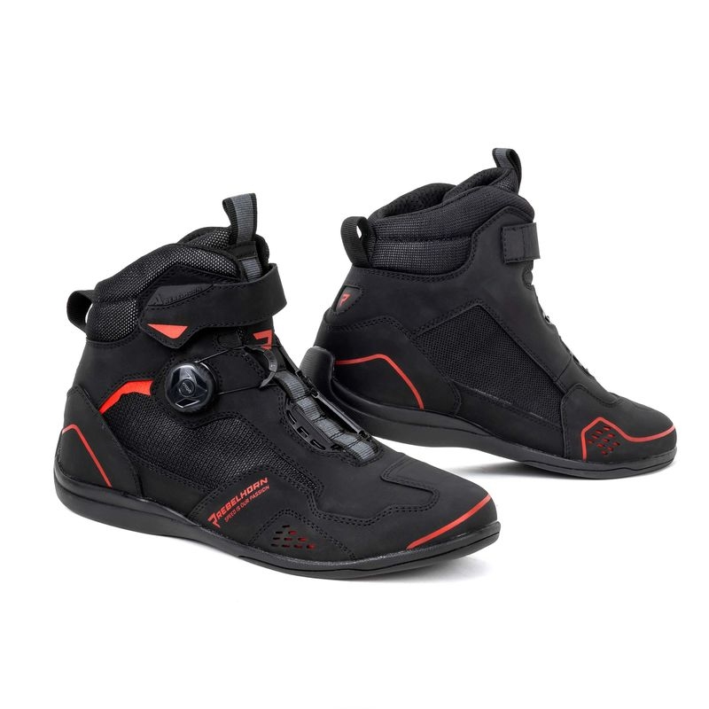 Botas de moto Rebelhorn Spark II negras y rojas