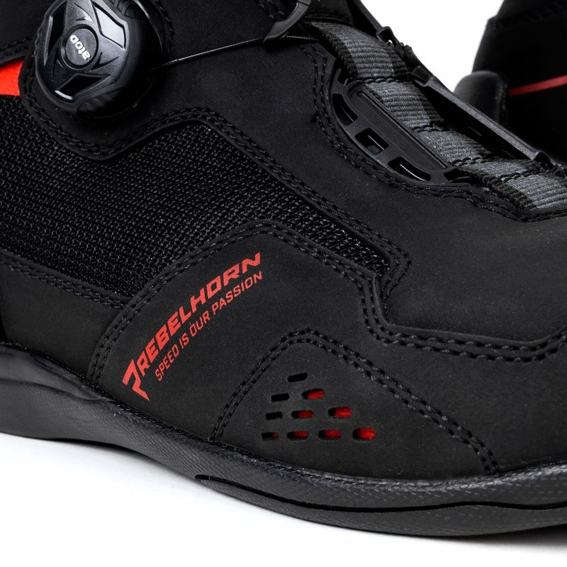 Botas de moto Rebelhorn Spark II negras y rojas