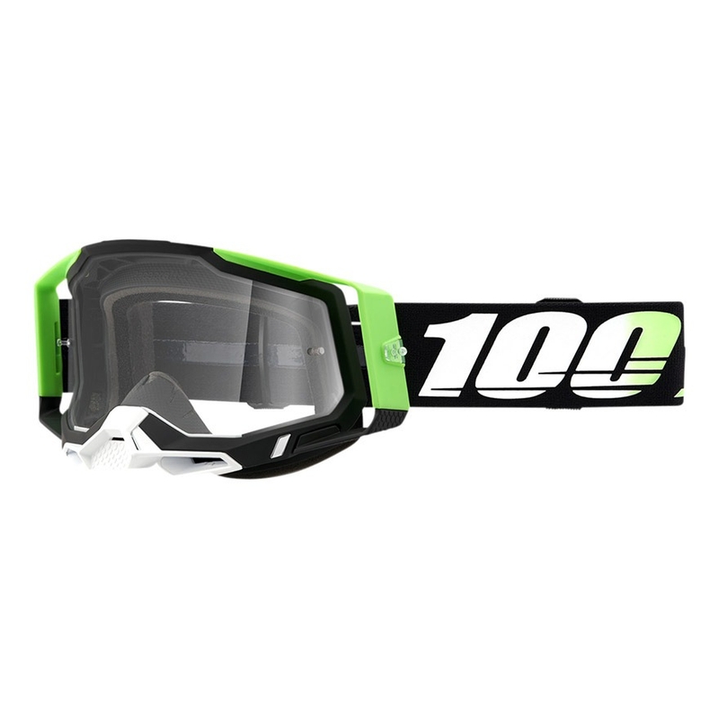 Gafas de motocross 100% RACECRAFT 2 Calcuta negro-verde (plexi transparente)