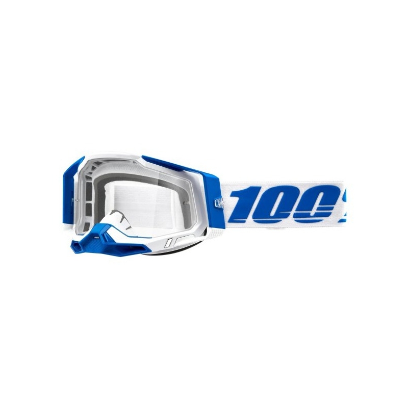 Gafas de motocross 100% RACECRAFT 2 Isola azul y blanco (plexi transparente)