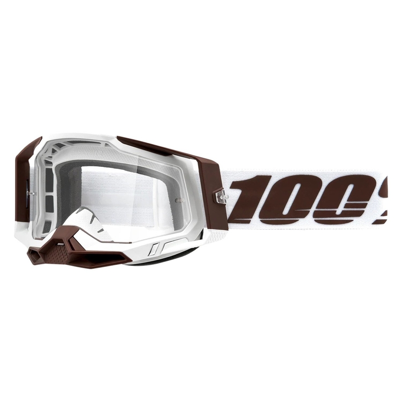 Gafas de motocross 100% RACECRAFT 2 Snowbird marrón y blanco (plexi transparente)