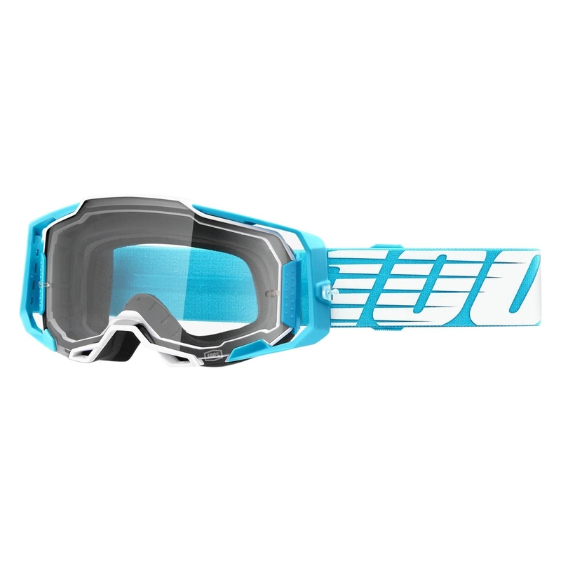 Gafas de motocross 100% ARMEGA Oversized Sky turquoise (plexi transparente)