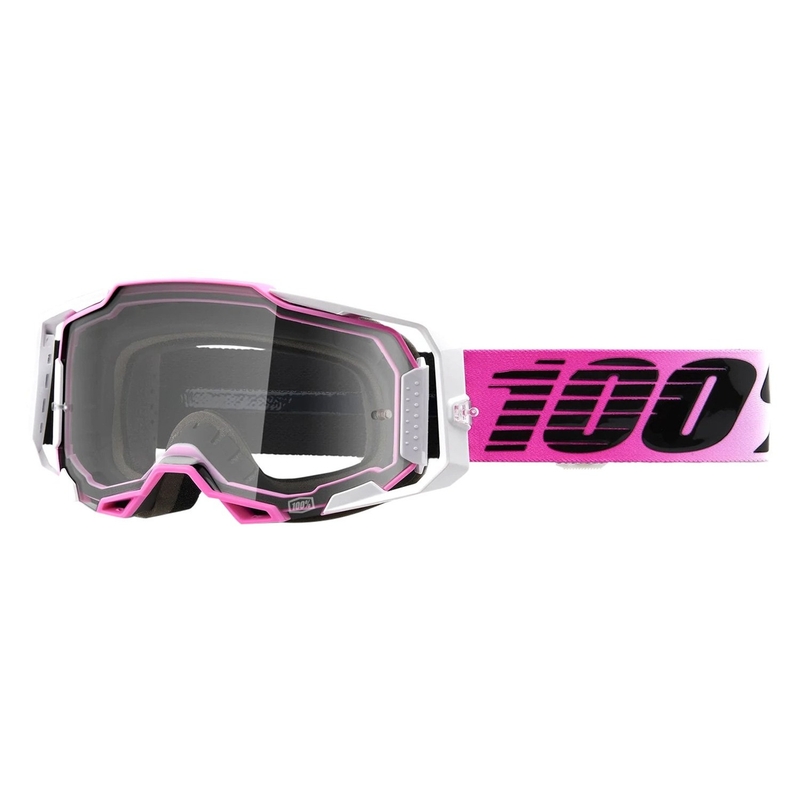 Gafas de motocross 100% ARMEGA Harmony negro-blanco-rosa (plexi transparente)