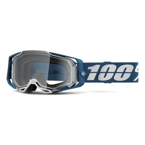 Gafas de motocross 100% ARMEGA Albar azul y blanco (plexi transparente)