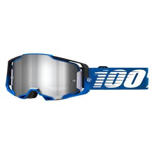 Gafas de motocross 100% ARMEGA Rockchuck negro-blanco-azul (plexi plateado)