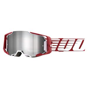 Gafas de motocross 100% ARMEGA Oversized Deep blanco-rojo (plexi plateado)