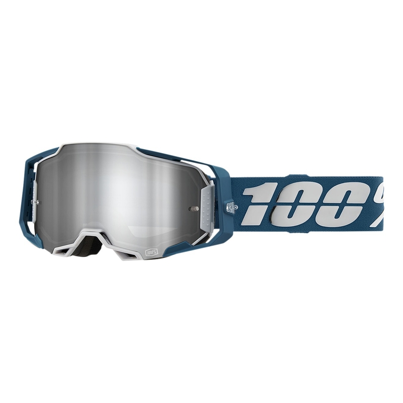 Gafas de motocross 100% ARMEGA Albar gris-azul (plexi plateado)