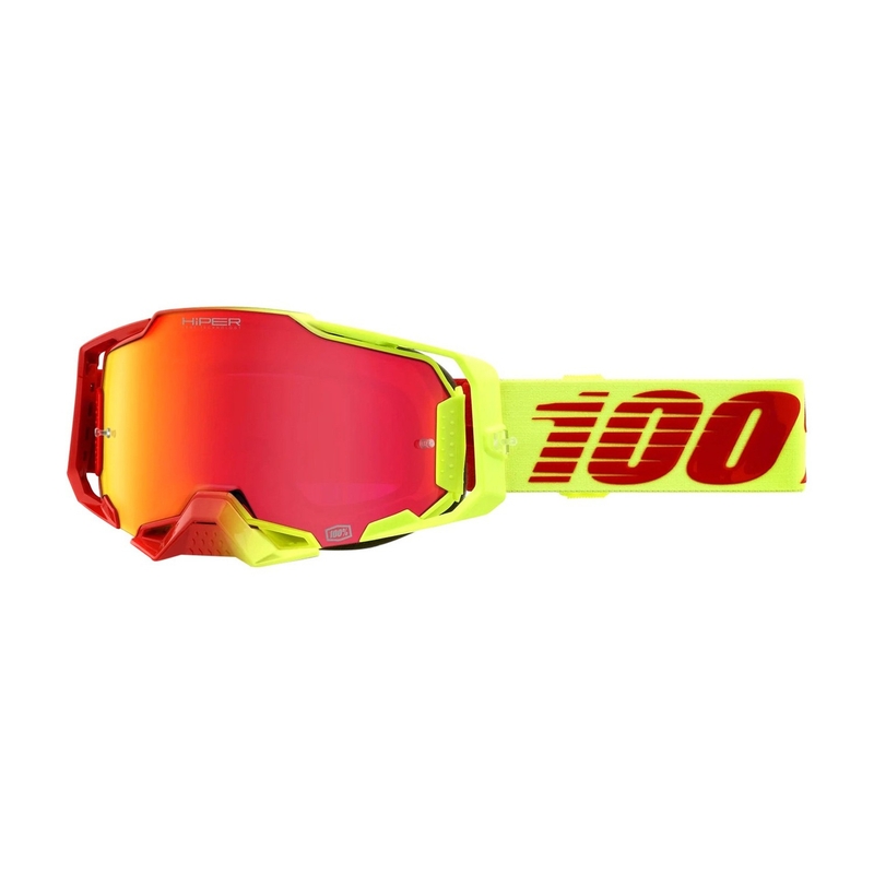 Motokrosové brýle 100% ARMEGA Solaris HIPER červeno-žluté (červené plexi)