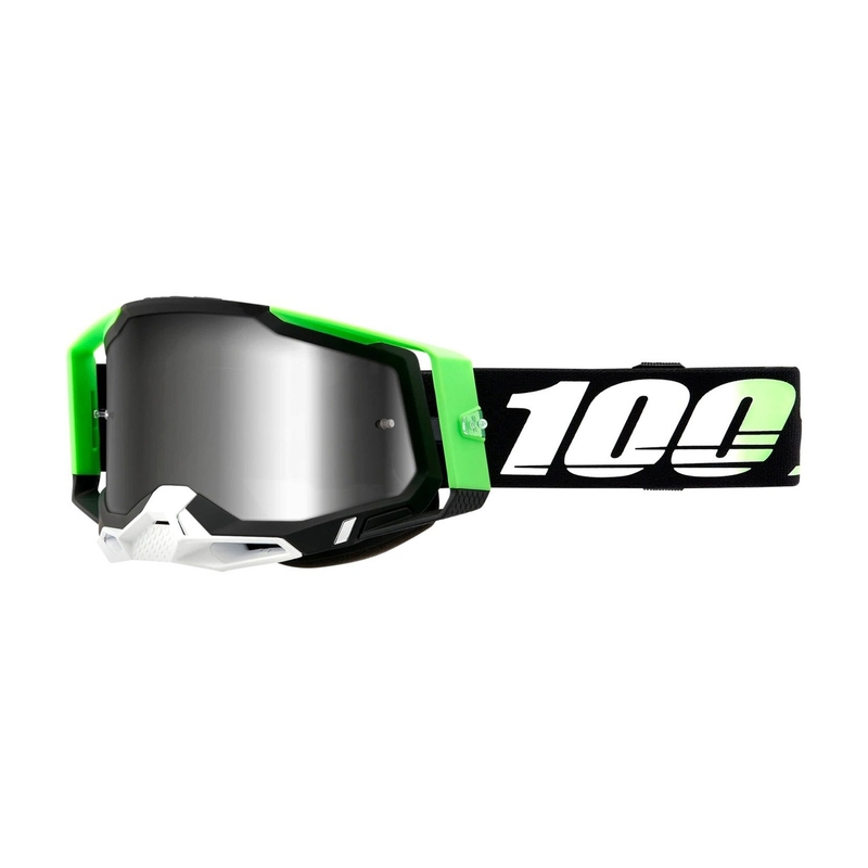 Gafas de motocross 100% RACECRAFT 2 Calcuta verde-blanco-negro (plexi plateado)