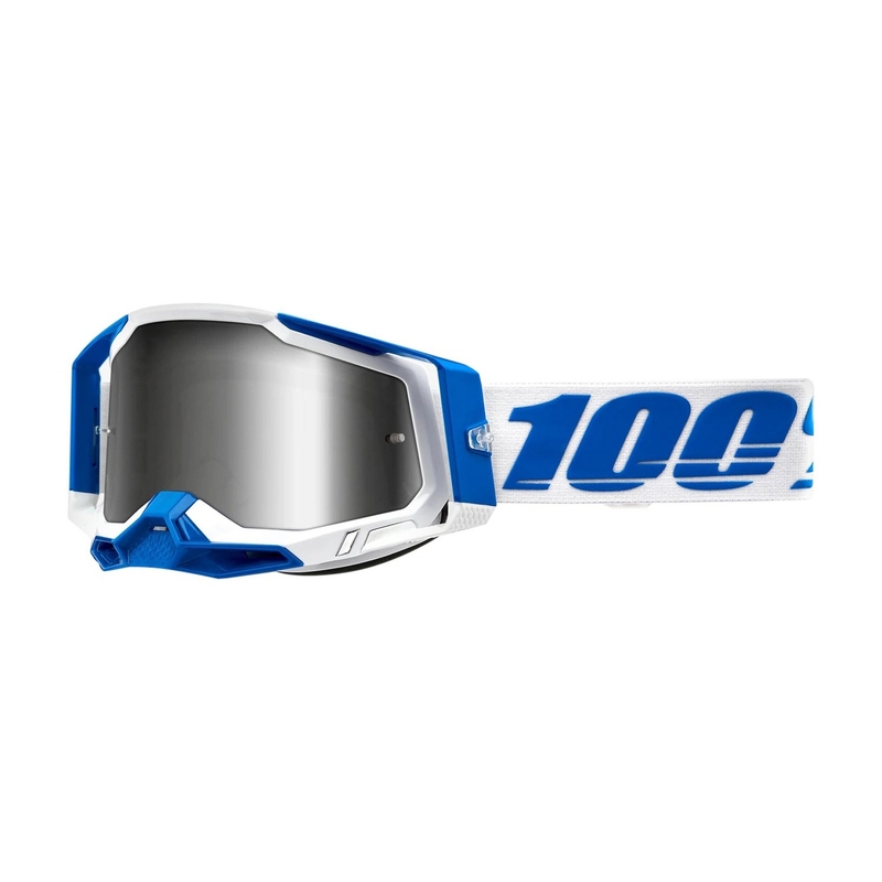 Gafas de motocross 100% RACECRAFT 2 Isola blanco-azul (plexi plateado)
