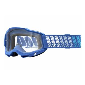 Gafas de motocross 100% ACCURI 2 Yarger blanco-azul (plexi transparente)