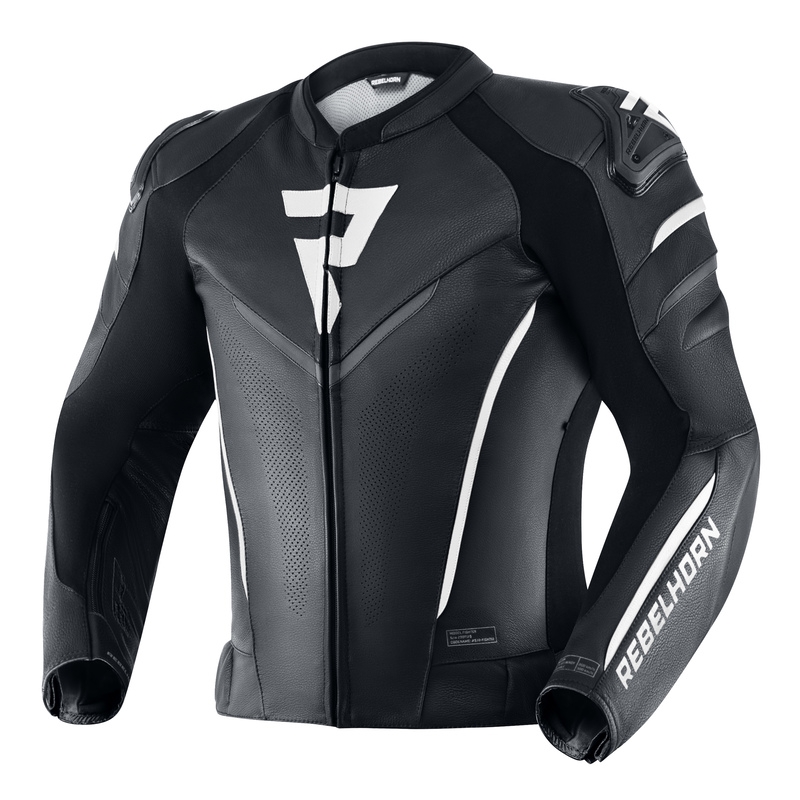 Chaqueta de moto blanca y negra Rebelhorn Fighter liquidación