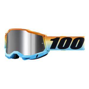 Gafas de motocross 100% ACCURI 2 Sunset azul-amarillo-naranja (plexi plateado)
