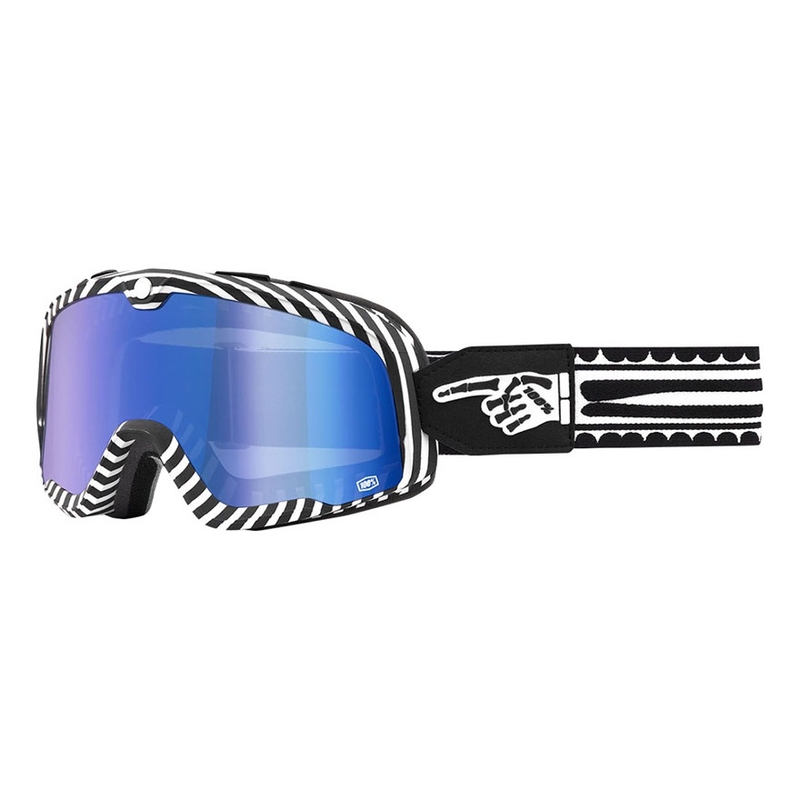 Gafas 100% BARSTOW Death Spray blanco-negro (plexi azul)