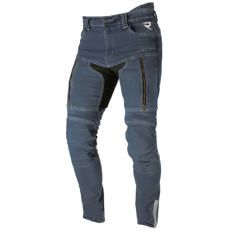Jeansy na motorku Street Racer Denim seprané modré výprodej