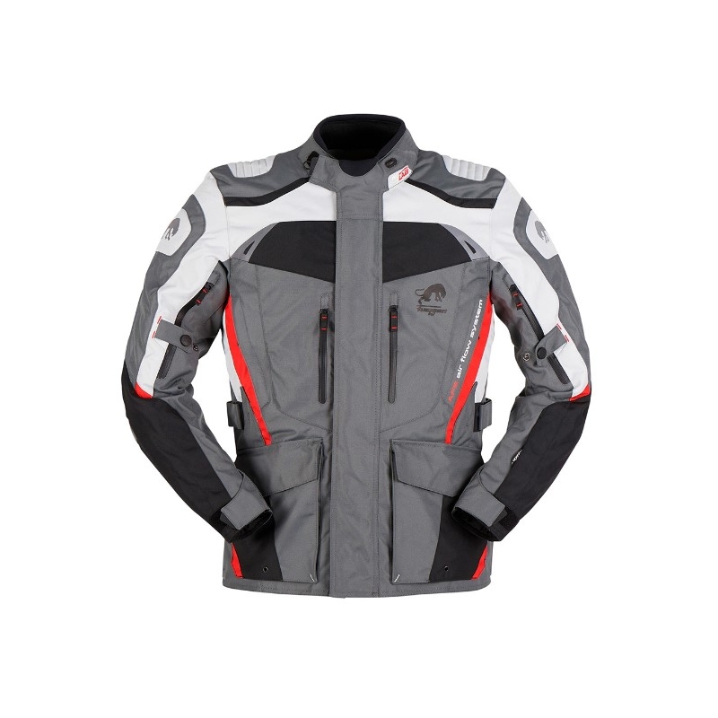 Chaqueta de moto Furygan Apalaches gris-blanco-negro-rojo liquidación