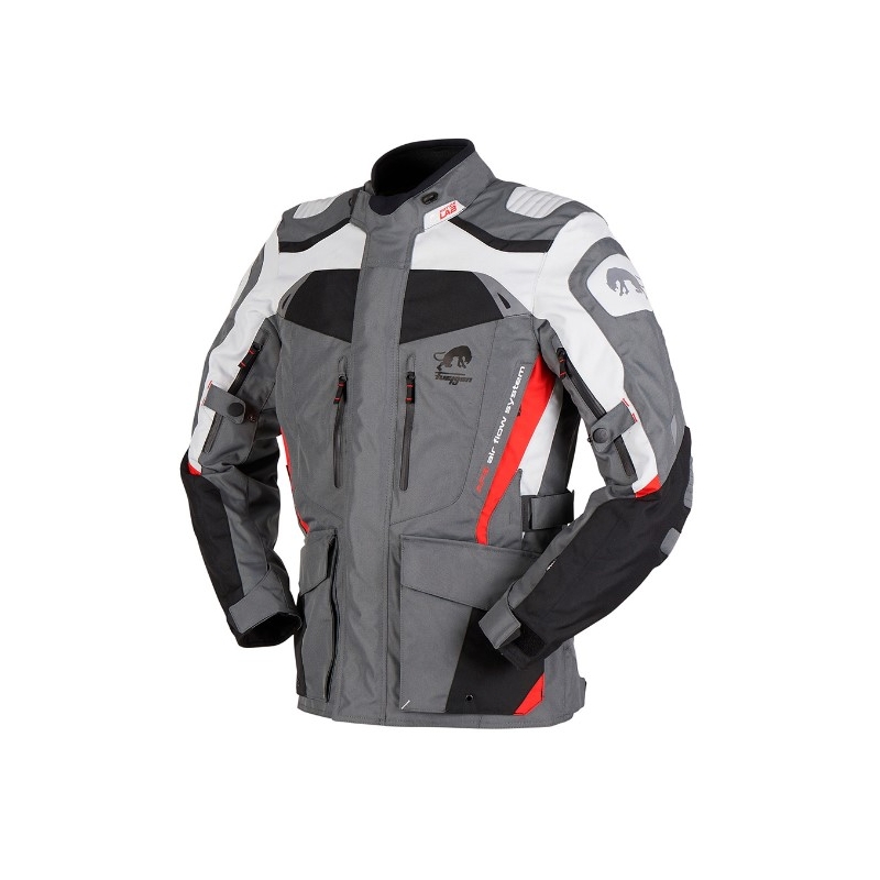 Chaqueta de moto Furygan Apalaches gris-blanco-negro-rojo liquidación