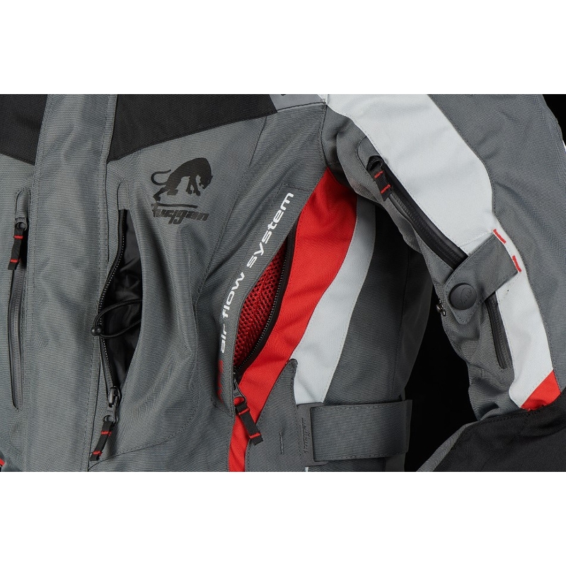 Chaqueta de moto Furygan Apalaches gris-blanco-negro-rojo liquidación
