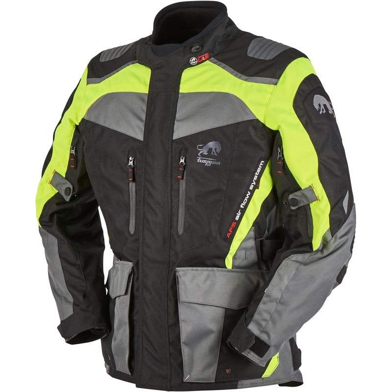 Chaqueta de moto Furygan Apalaches negro-amarillo fluo