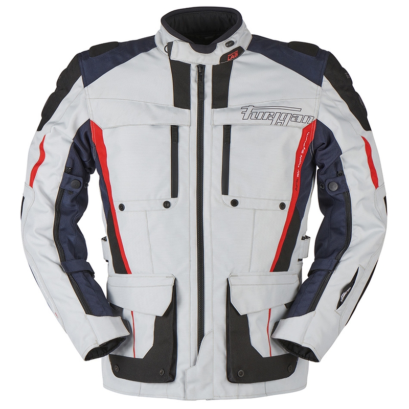 Chaqueta de moto Furygan Brevent 3 en 1 gris-negro-rojo-azul liquidación