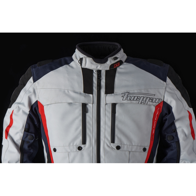 Chaqueta de moto Furygan Brevent 3 en 1 gris-negro-rojo-azul liquidación