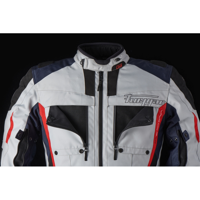 Chaqueta de moto Furygan Brevent 3 en 1 gris-negro-rojo-azul liquidación