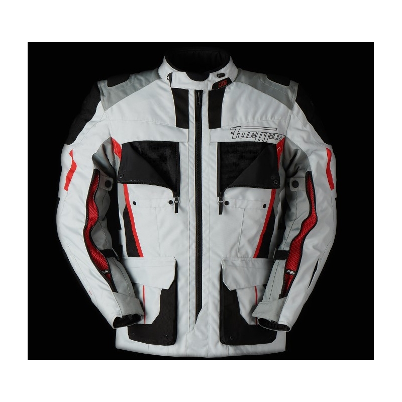 Chaqueta de moto Furygan Brevent 3 en 1 blanco-gris-rojo-negro liquidación