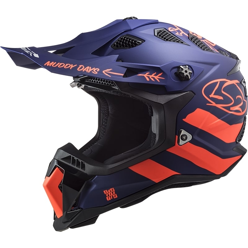 Casco de motocross LS2 MX700 Subverter Cargo azul-fluo naranja mate