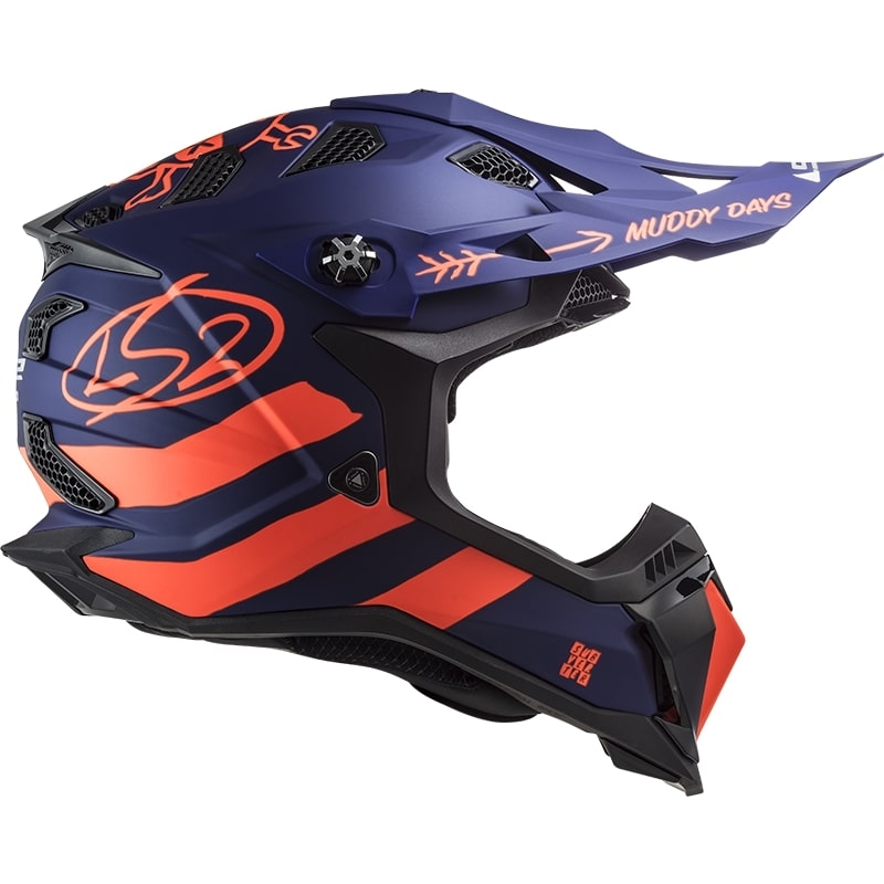 Casco de motocross LS2 MX700 Subverter Cargo azul-fluo naranja mate