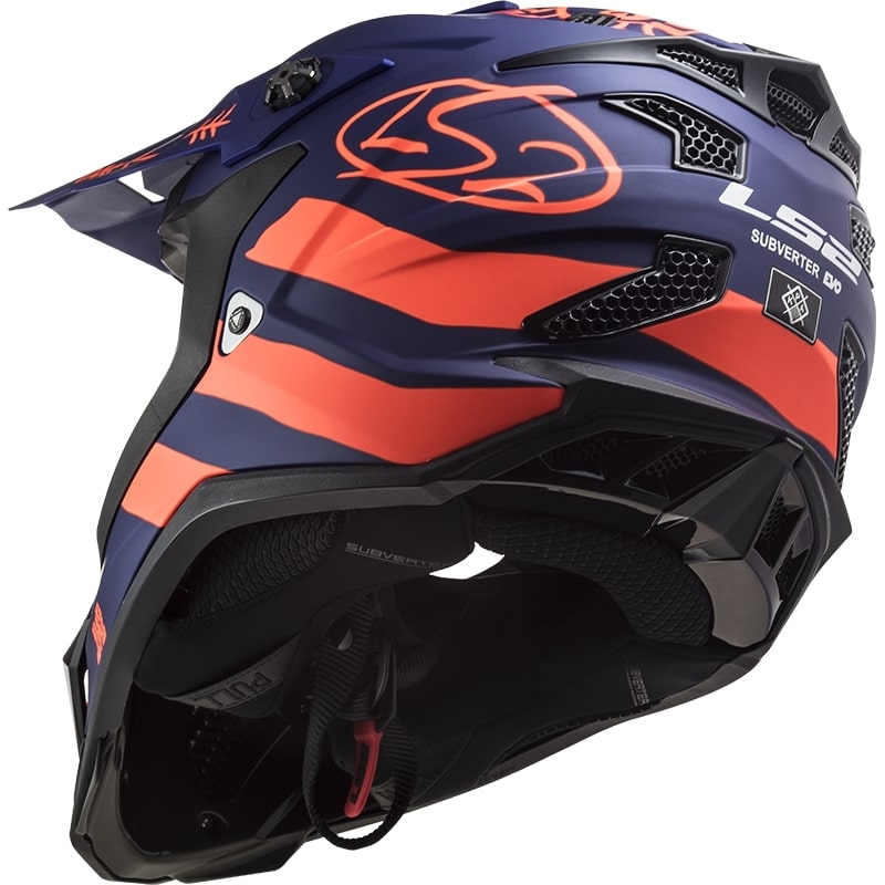 Casco de motocross LS2 MX700 Subverter Cargo azul-fluo naranja mate
