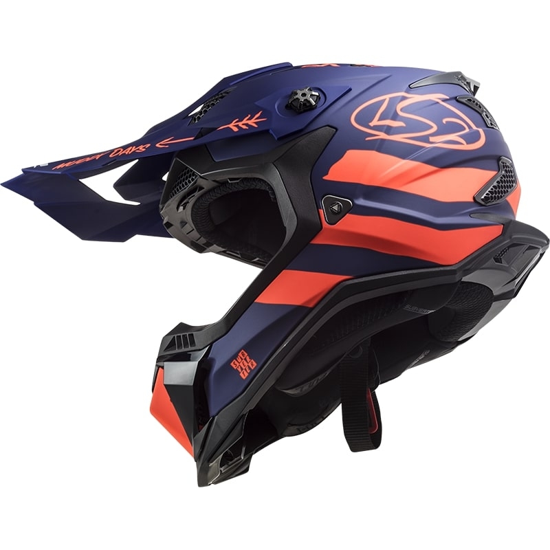 Casco de motocross LS2 MX700 Subverter Cargo azul-fluo naranja mate