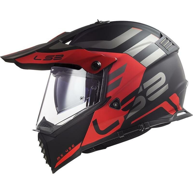 Enduro přilba LS2 MX436 Pioneer Evo Adventurer černo-červená matná