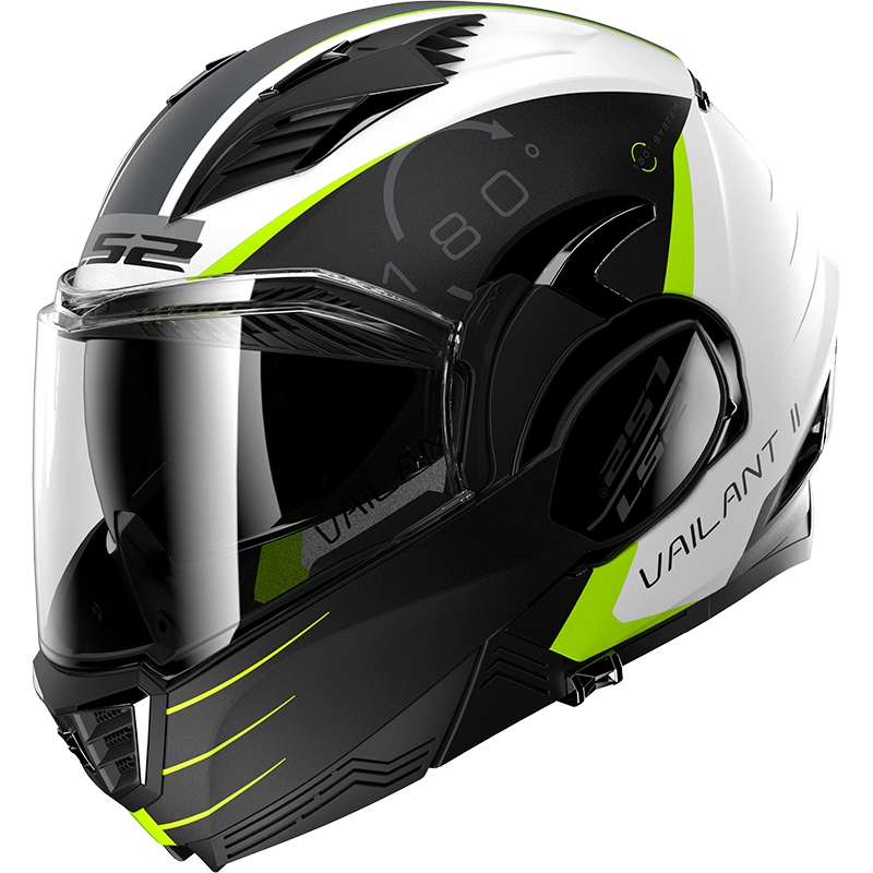Casco de moto plegable LS2 FF900 Valiant II Codex negro-amarillo flúo-blanco