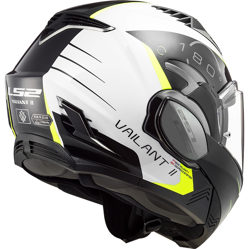 Casco de moto plegable LS2 FF900 Valiant II Codex negro-amarillo flúo-blanco