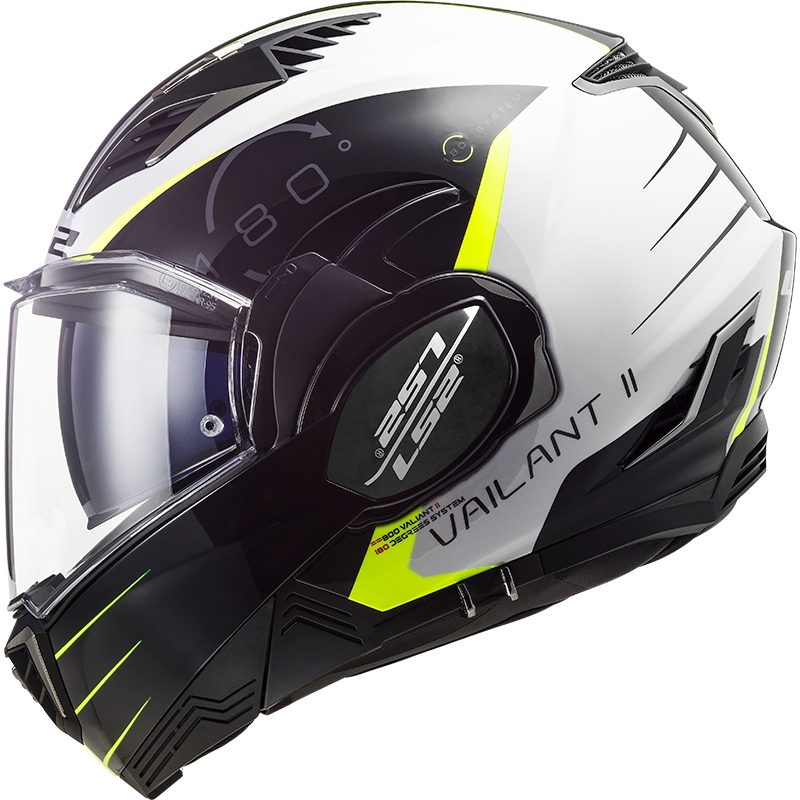 Casco de moto plegable LS2 FF900 Valiant II Codex negro-amarillo flúo-blanco