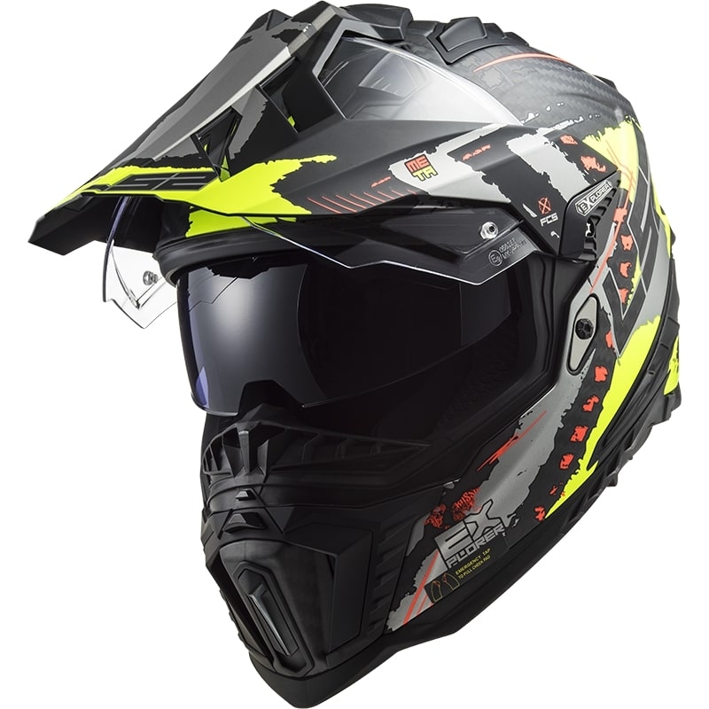Casco Enduro LS2 MX701 Explorer C Extend negro-gris-amarillo fluo