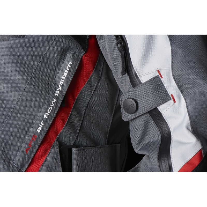 Chaqueta de moto para mujer Furygan Apalaches roja, blanca, negra y gris