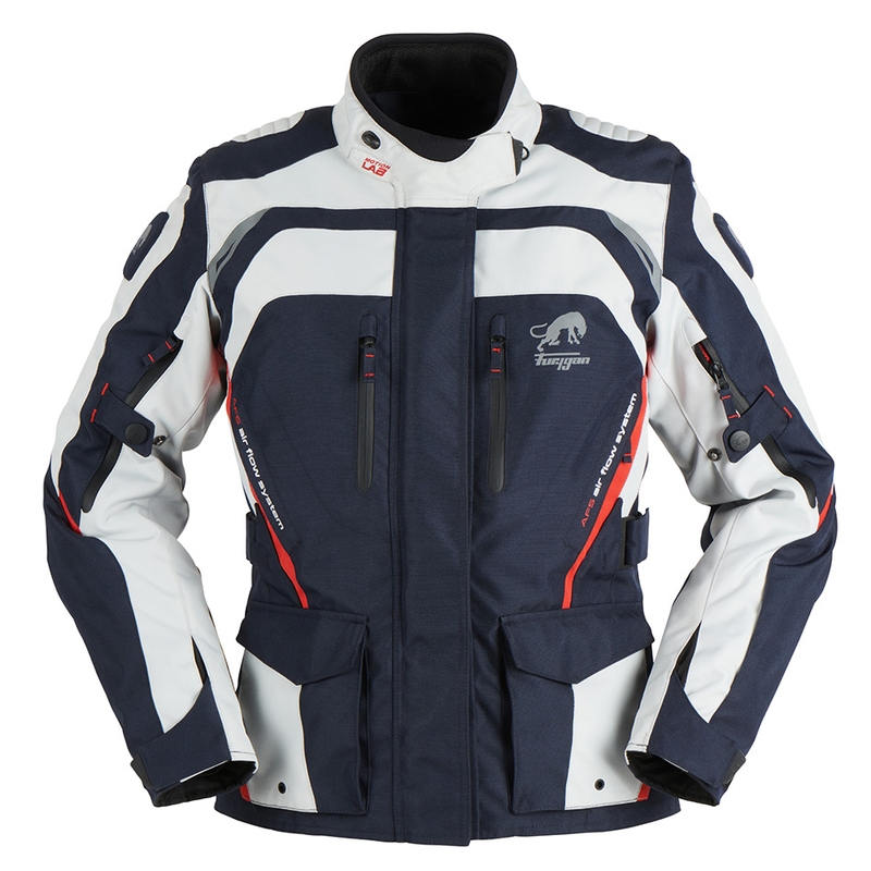 Chaqueta de moto para mujer Furygan Apalaches rojo, blanco y azul