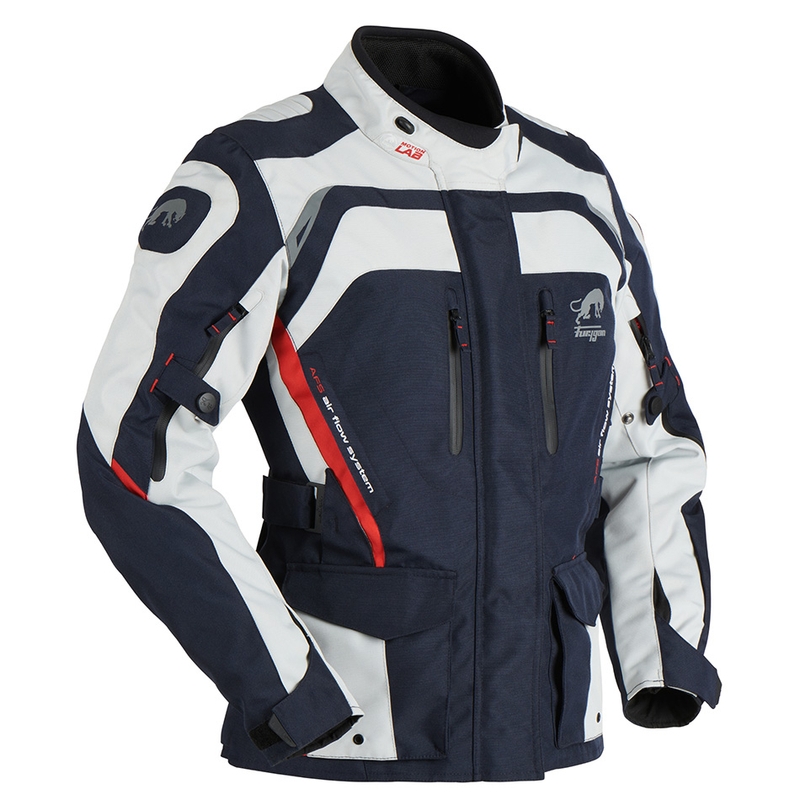 Chaqueta de moto para mujer Furygan Apalaches rojo, blanco y azul