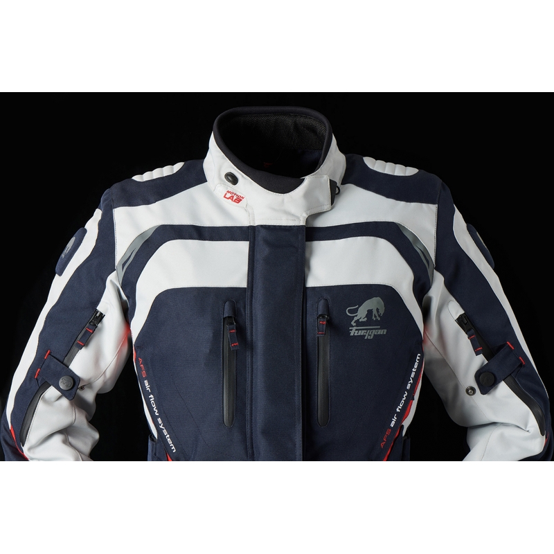 Chaqueta de moto para mujer Furygan Apalaches rojo, blanco y azul