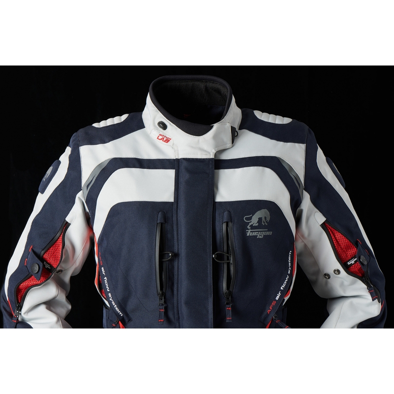 Chaqueta de moto para mujer Furygan Apalaches rojo, blanco y azul