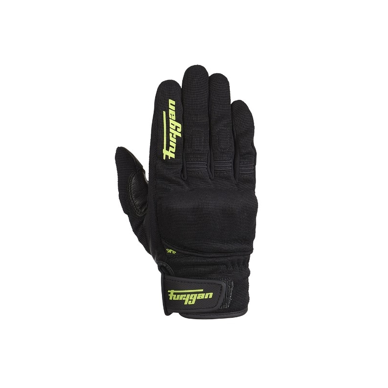 Guantes de moto Furygan Jet D3O negro-verde fluo