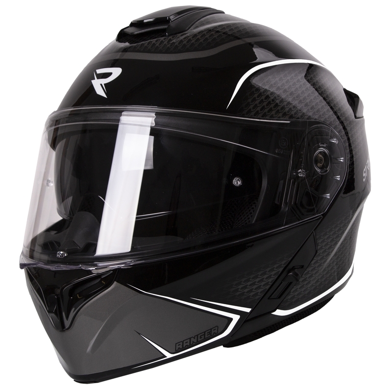 Casco de moto abatible Street Racer Ranger blanco y negro