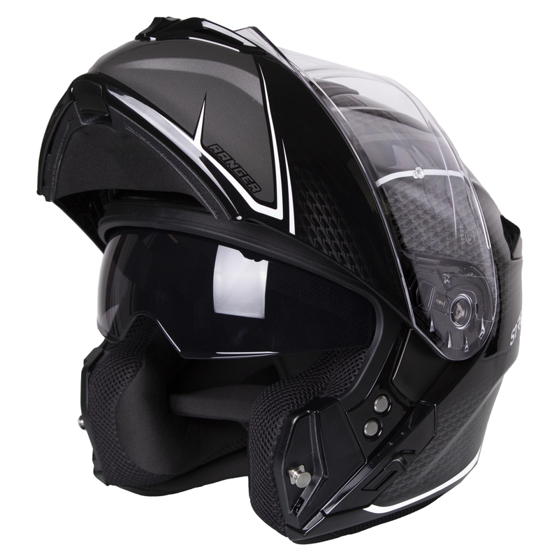 Casco de moto abatible Street Racer Ranger blanco y negro