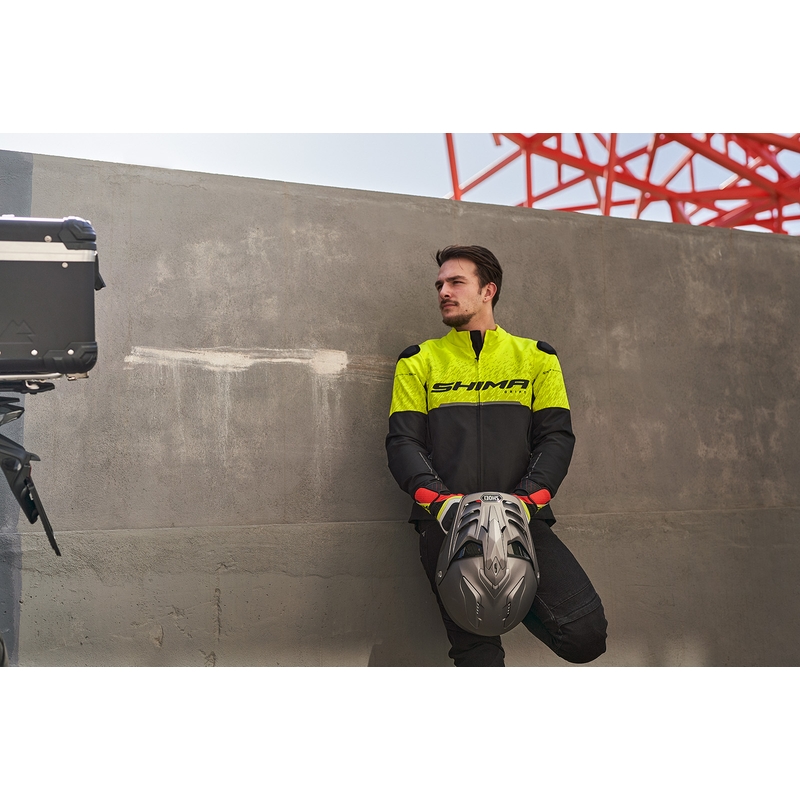 Chaqueta de moto Shima Drift negro-amarillo fluo